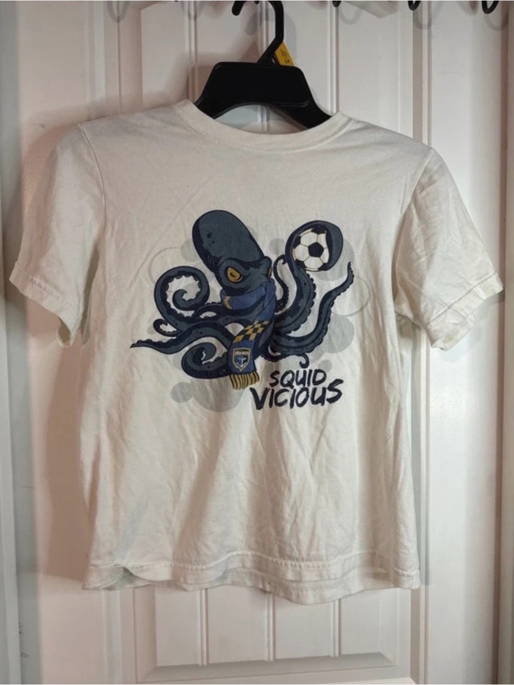 Nike White Kids Short-Sleeve Tee with Navy Octopus Graphic